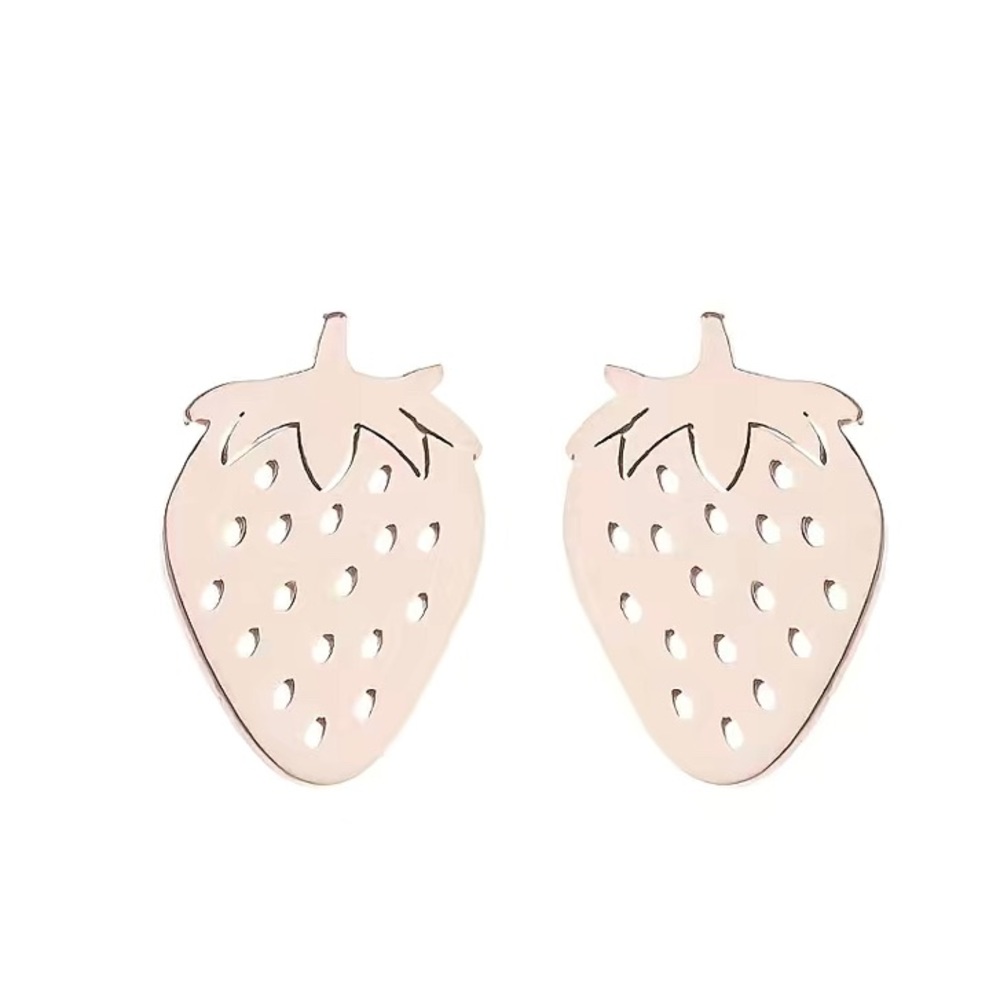 Women/girls pierced earrings Strawberries in rose gold color